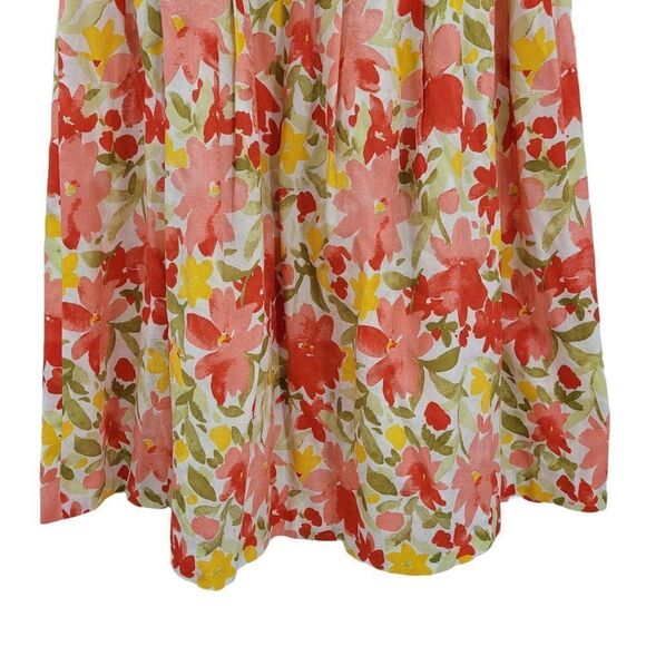 70's Handmade Boho Cottagecore Bright Pink Yellow Floral Full Prairie Skirt Sz M - Picture 10 of 10